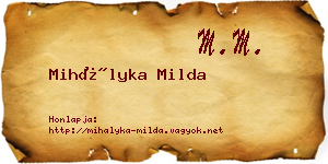 Mihályka Milda névjegykártya